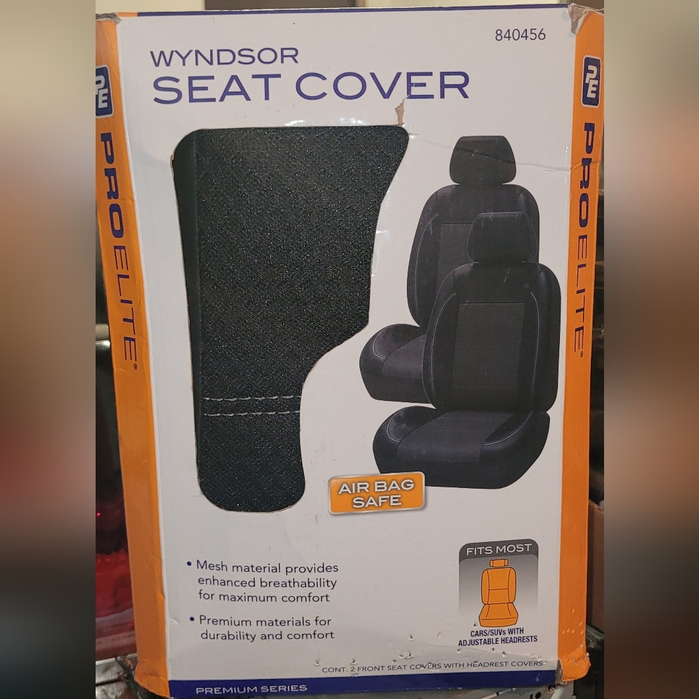 Wyndsor ProElite Black Low Back Mesh Seat Cover Set 2 Piece